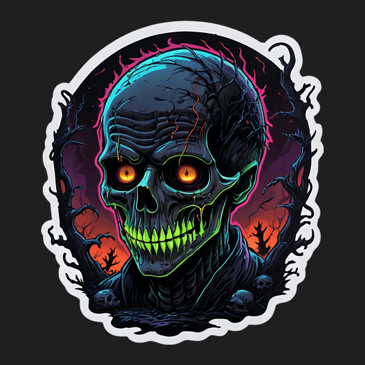 Neon Skull Glow - UV DTF Sticker - Heat Press Transfer