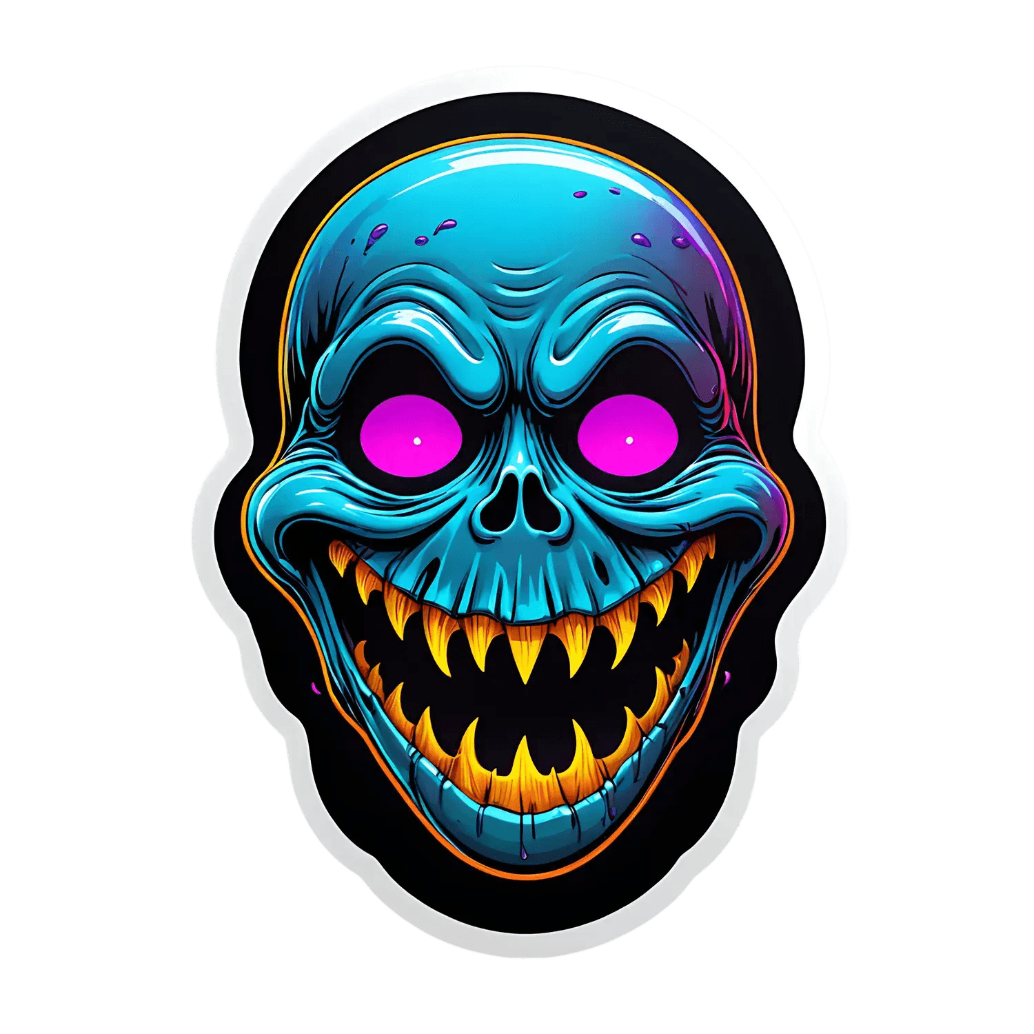 Neon Skull - Sticker - Heat Press Transfer