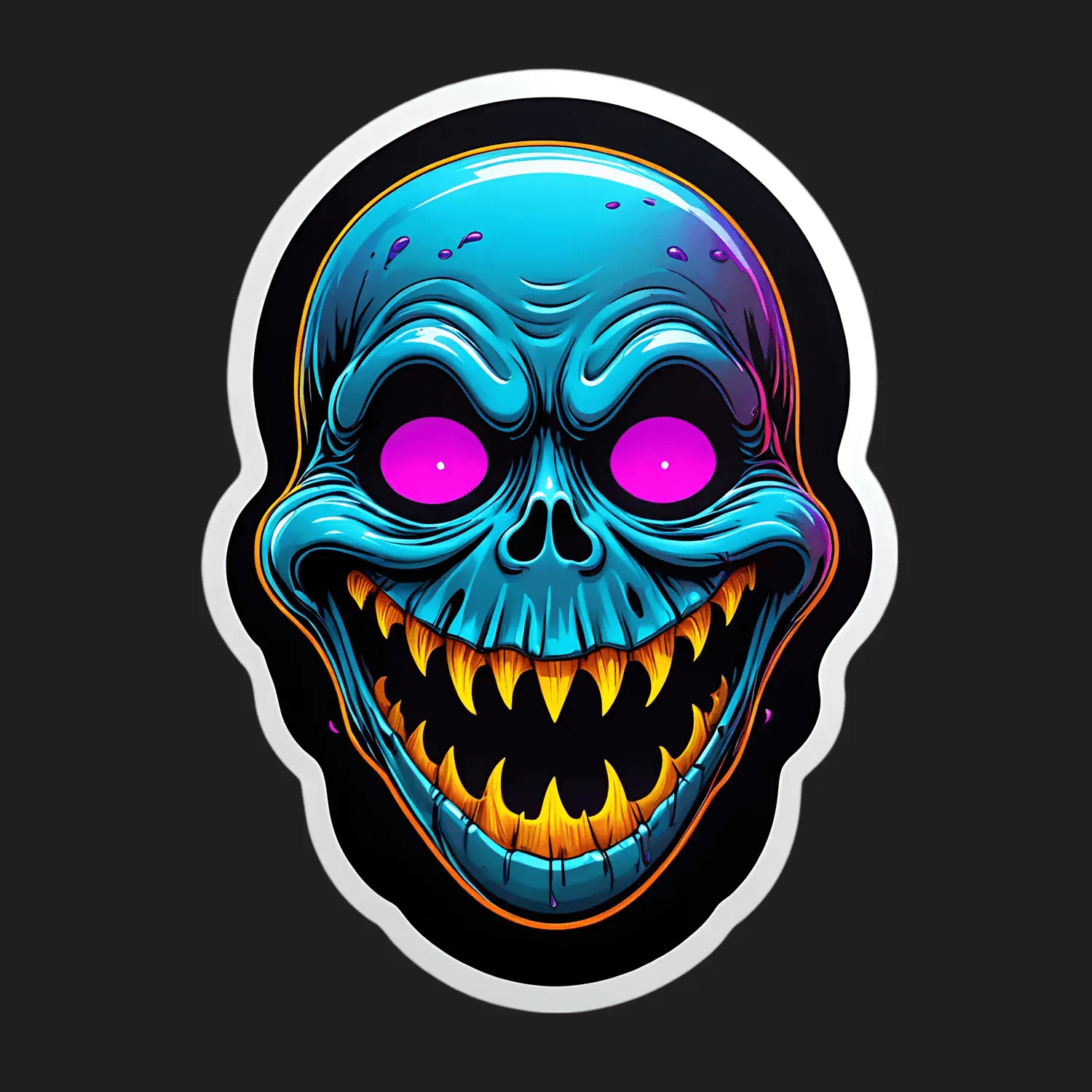 Neon Skull - Sticker - Heat Press Transfer