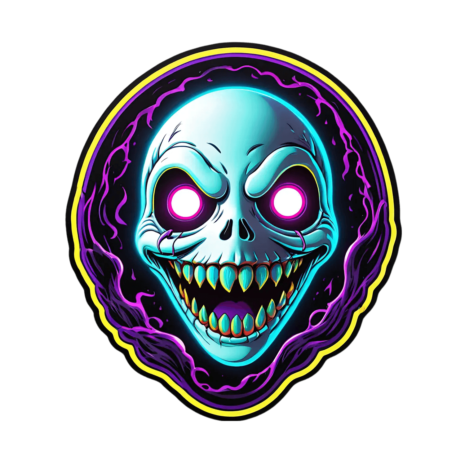 Neon Skull Sticker - UV DTF - Heat Press Transfer