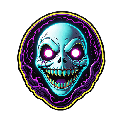 Neon Skull Sticker - UV DTF - Heat Press Transfer