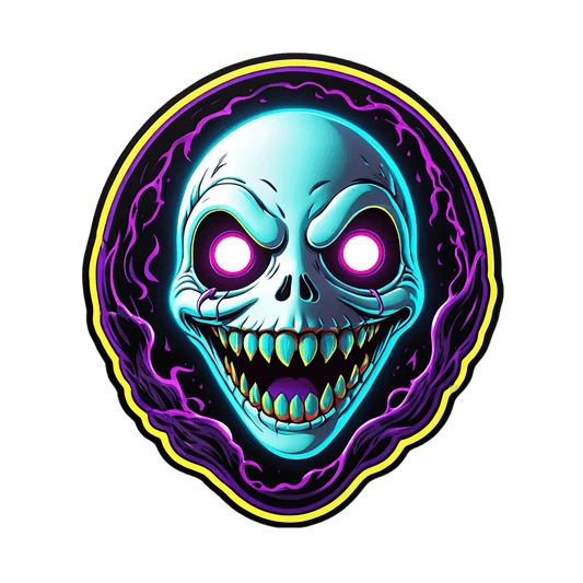Neon Skull Sticker - UV DTF - Heat Press Transfer