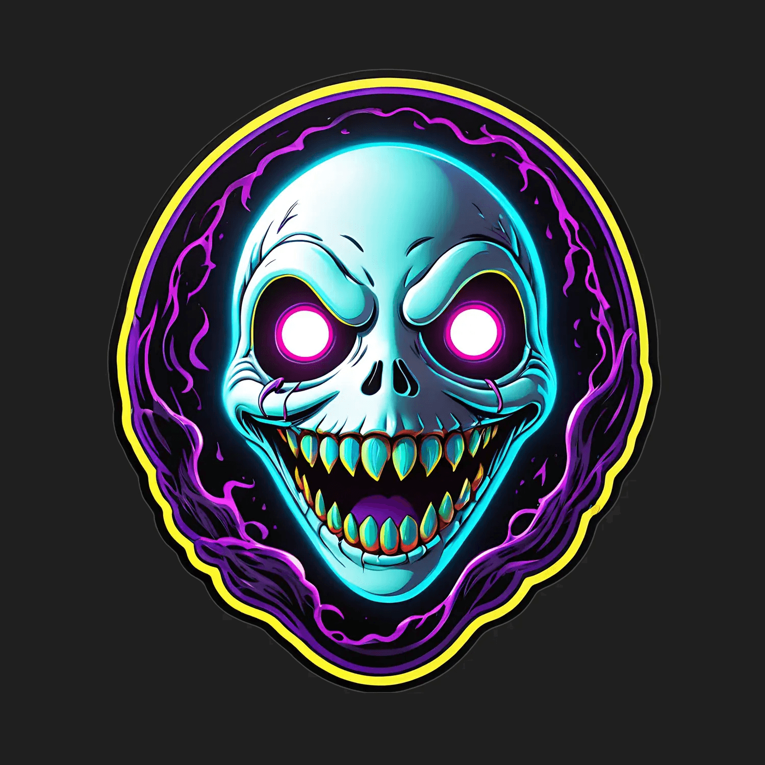 Neon Skull Sticker - UV DTF - Heat Press Transfer