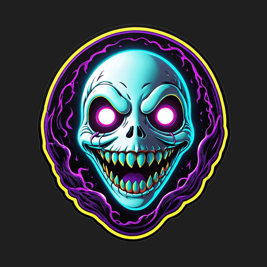 Neon Skull Sticker - UV DTF - Heat Press Transfer