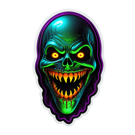 Neon Skull Sticker - UV DTF Impact - Heat Press Transfer