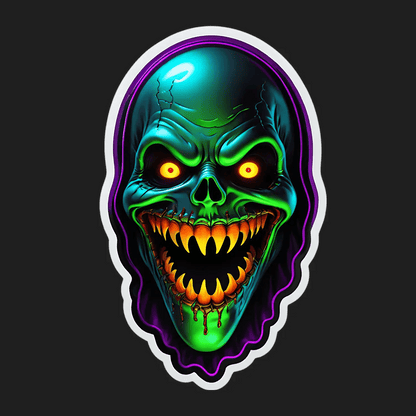 Neon Skull Sticker - UV DTF Impact - Heat Press Transfer