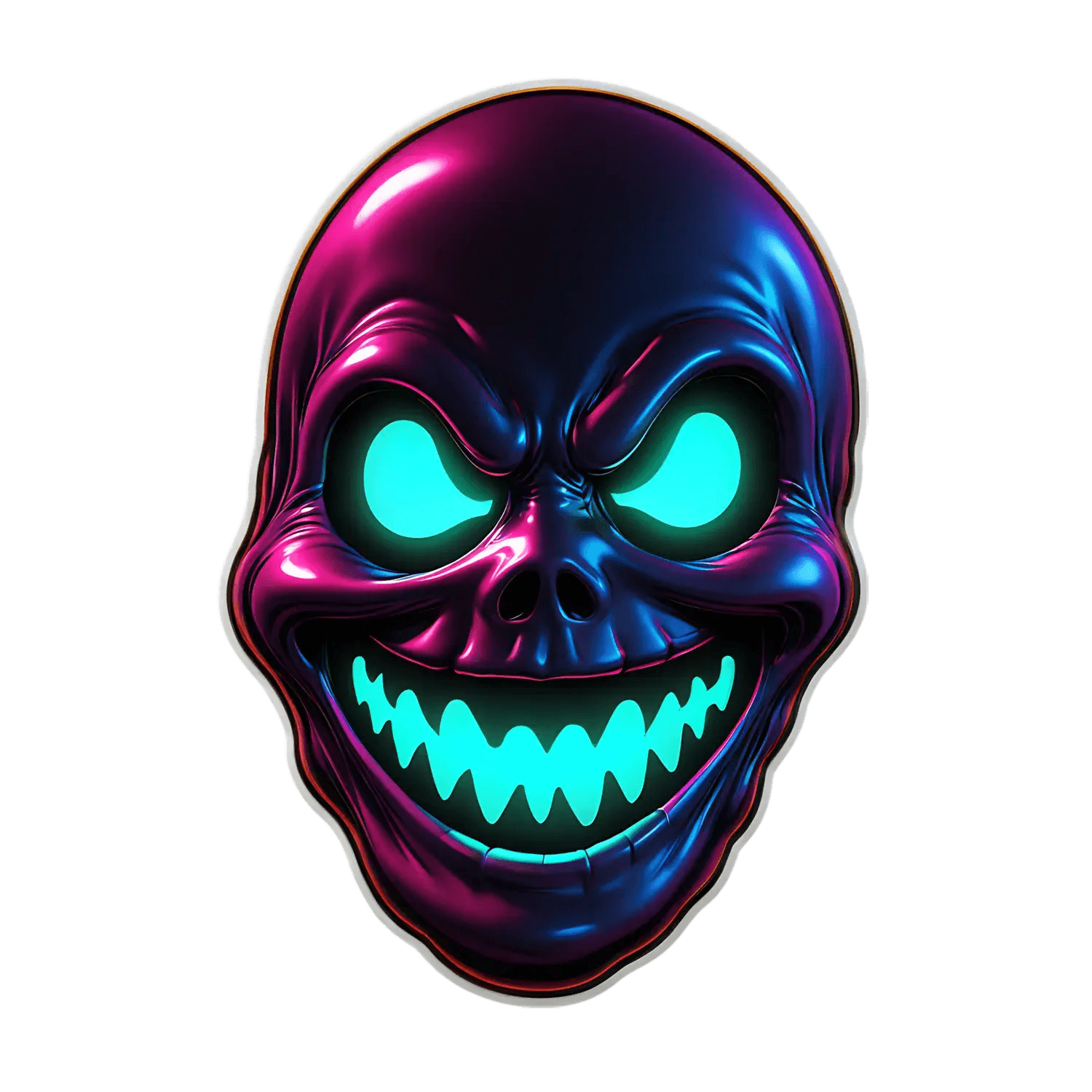 Neon Skull Sticker - UV DTF Shimmer - Heat Press Transfer