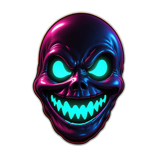 Neon Skull Sticker - UV DTF Shimmer - Heat Press Transfer
