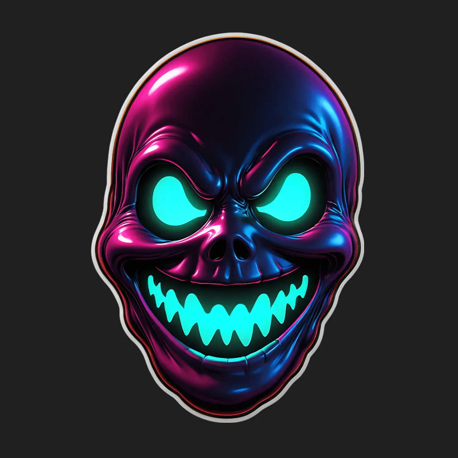 Neon Skull Sticker - UV DTF Shimmer - Heat Press Transfer