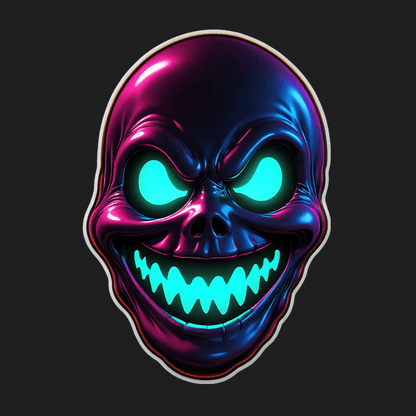 Neon Skull Sticker - UV DTF Shimmer - Heat Press Transfer