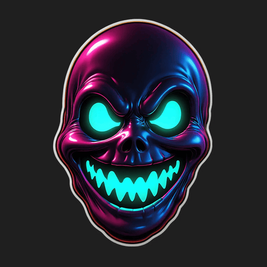 Neon Skull Sticker - UV DTF Shimmer - Heat Press Transfer