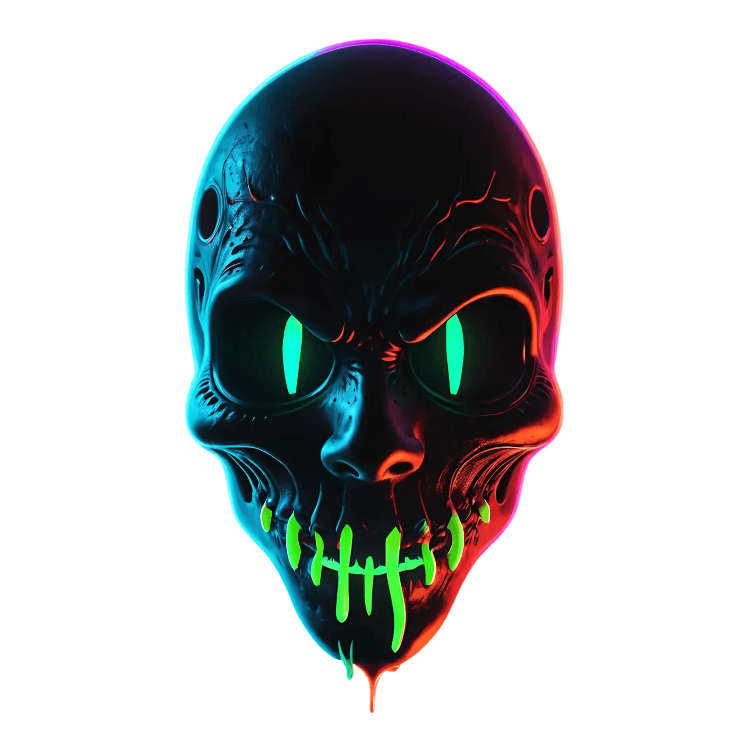 Neon Skull - UV Sticker - Heat Press Transfer