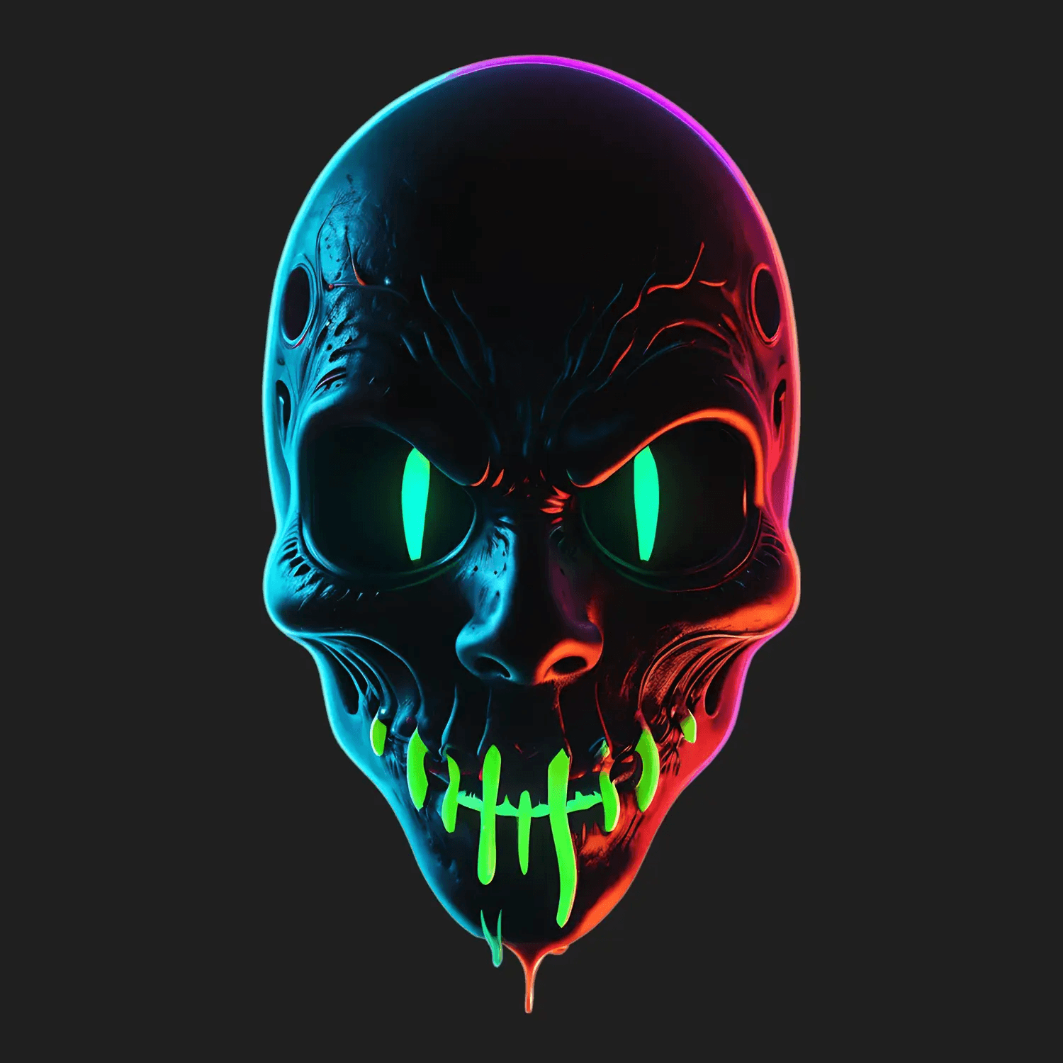 Neon Skull - UV Sticker - Heat Press Transfer