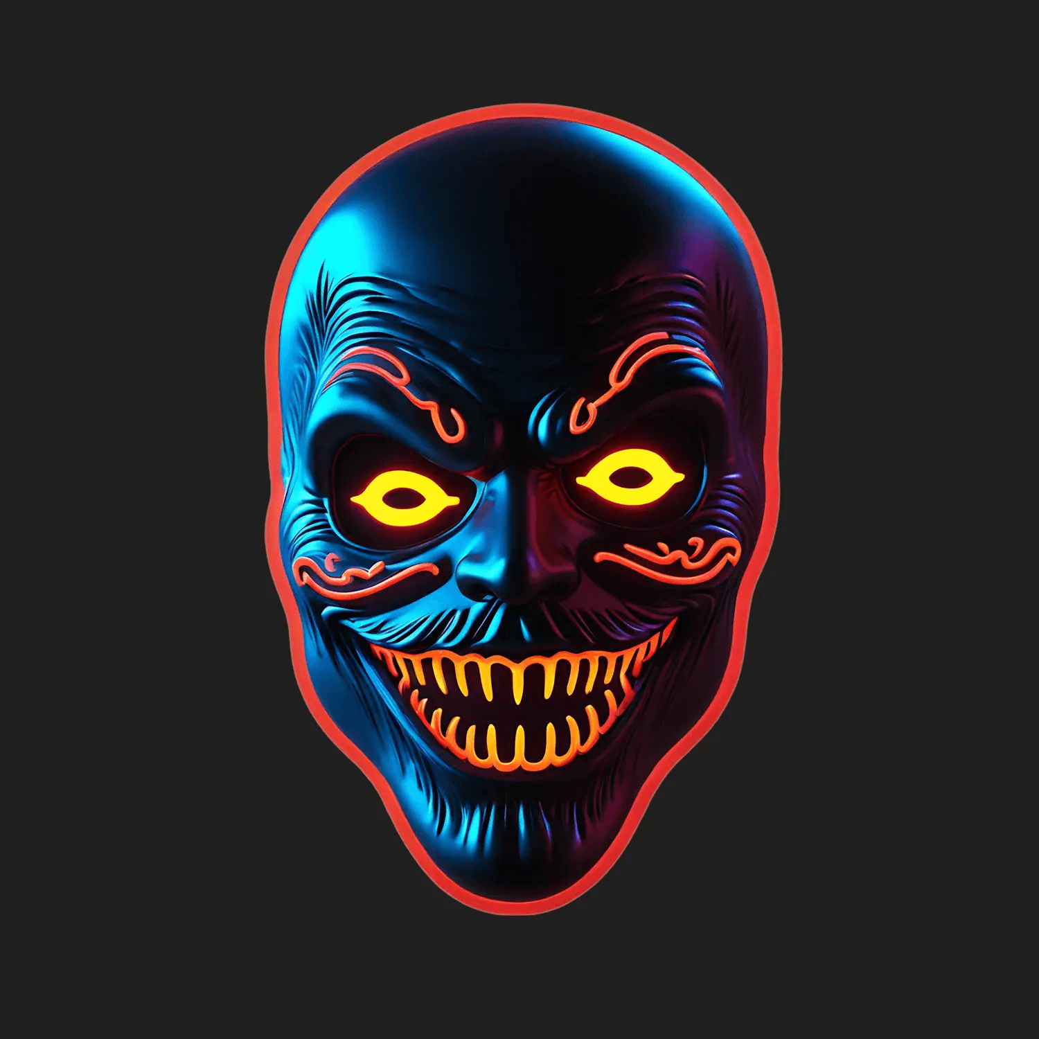 Neon Skull UV Sticker - Vibrant Halloween Decor - Heat Press Transfer