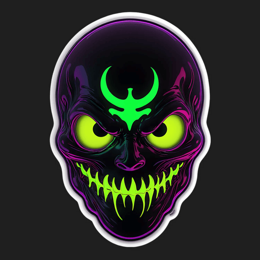 Neon Green Skull - UV DTF Sticker - Heat Press Transfer