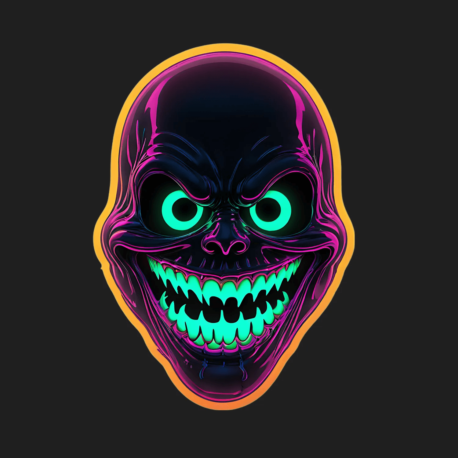 Neon Skull - Radiant Sticker - Heat Press Transfer