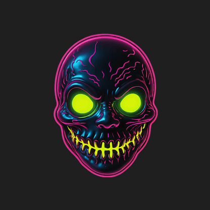 Neon Skull Glow - Sticker - Heat Press Transfer