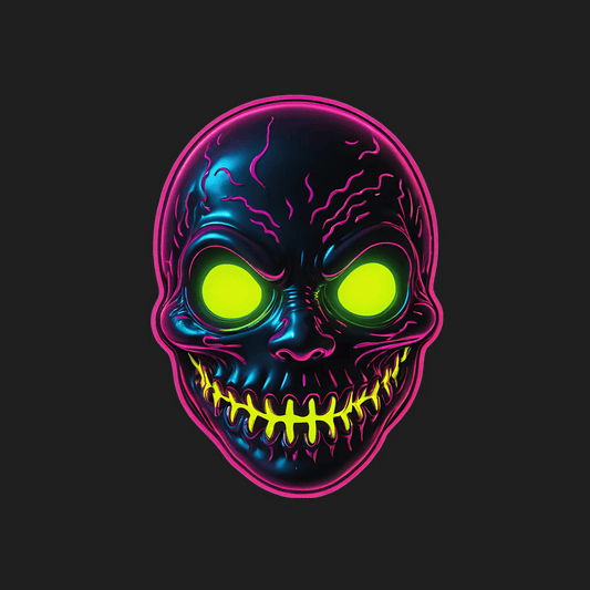 Neon Skull Glow - Sticker - Heat Press Transfer