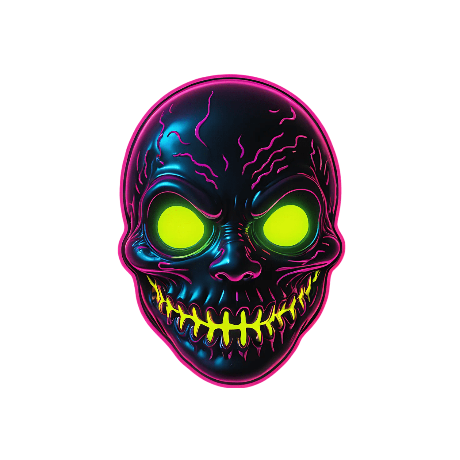 Neon Skull Glow - Sticker - Heat Press Transfer