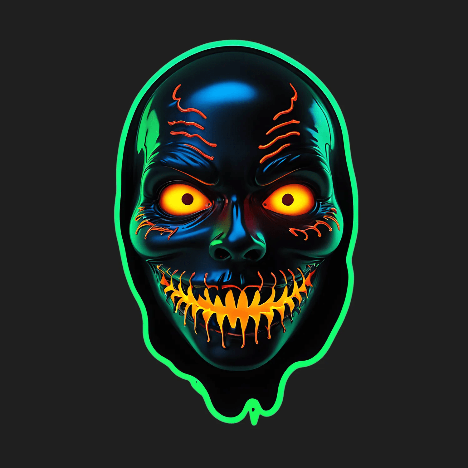 Neon Skull Glow - UV DTF Sticker - Heat Press Transfer