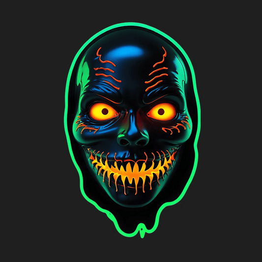Neon Skull Glow - UV DTF Sticker - Heat Press Transfer