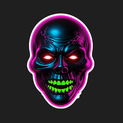 Neon Skull Glow - UV DTF Sticker - Heat Press Transfer