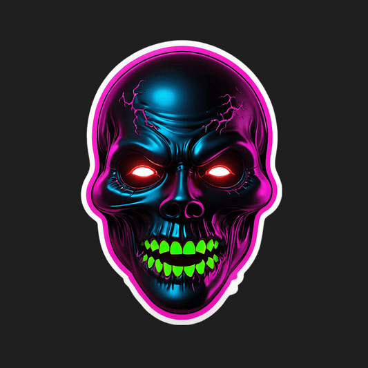 Neon Skull Glow - UV DTF Sticker - Heat Press Transfer
