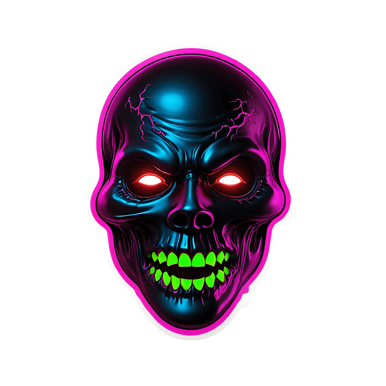 Neon Skull Glow - UV DTF Sticker - Heat Press Transfer