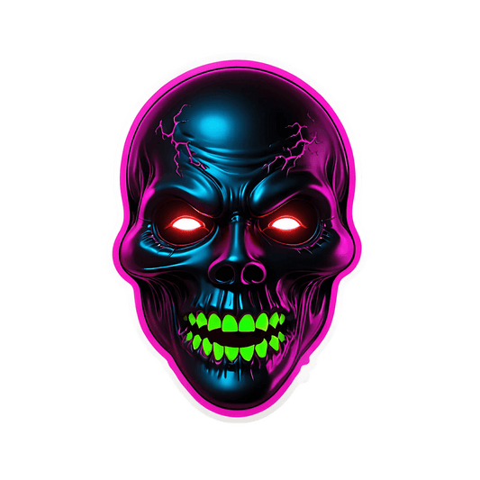 Neon Skull Glow - UV DTF Sticker - Heat Press Transfer
