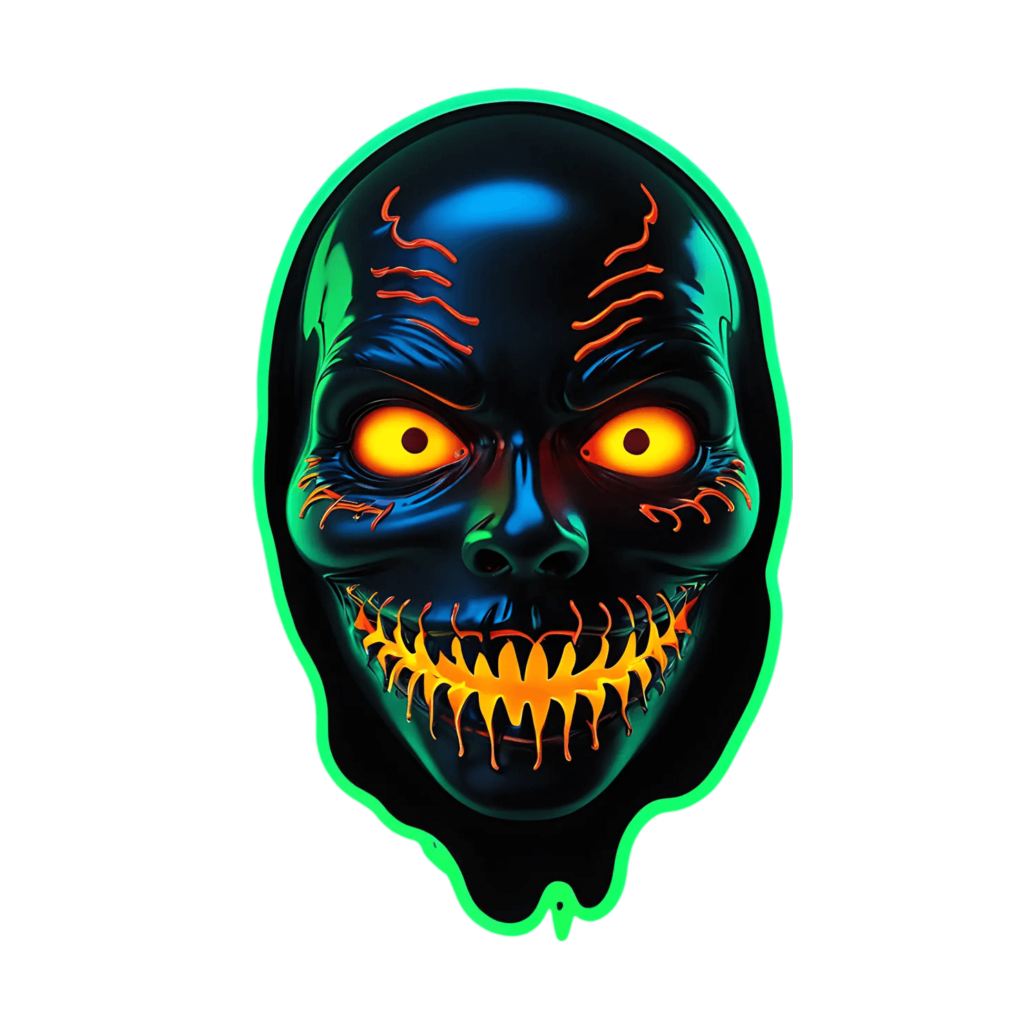 Neon Skull Glow - UV DTF Sticker - Heat Press Transfer