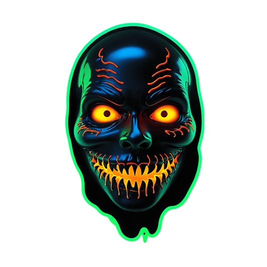 Neon Skull Glow - UV DTF Sticker - Heat Press Transfer