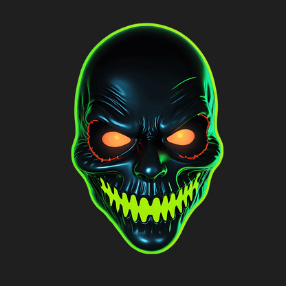 Neon Skull Glow - UV Sticker - Heat Press Transfer