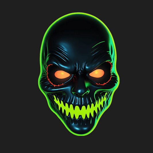 Neon Skull Glow - UV Sticker - Heat Press Transfer