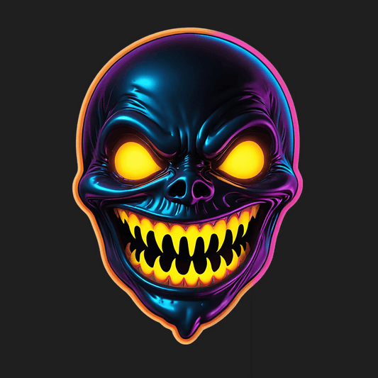 Neon Skull Sticker - Colorful and Vibrant - Heat Press Transfer