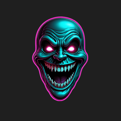 Neon Skull Sticker - UV DTF Design - Heat Press Transfer