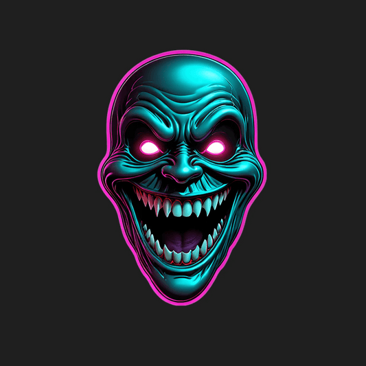Neon Skull Sticker - UV DTF Design - Heat Press Transfer