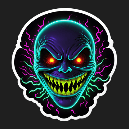 Neon Skull Sticker - UV DTF Glow Effect - Heat Press Transfer