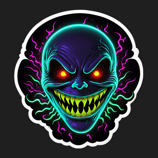 Neon Skull Sticker - UV DTF Glow Effect - Heat Press Transfer