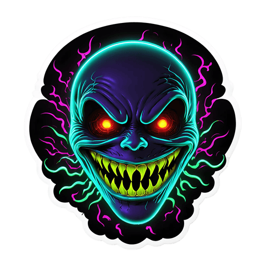 Neon Skull Sticker - UV DTF Glow Effect - Heat Press Transfer