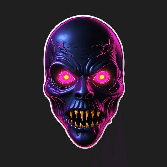 Neon Skull Sticker - UV DTF Glow - Heat Press Transfer