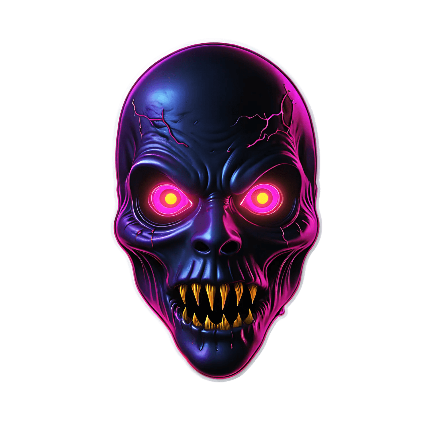 Neon Skull Sticker - UV DTF Glow - Heat Press Transfer