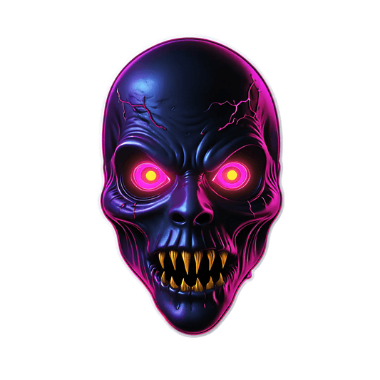 Neon Skull Sticker - UV DTF Glow - Heat Press Transfer