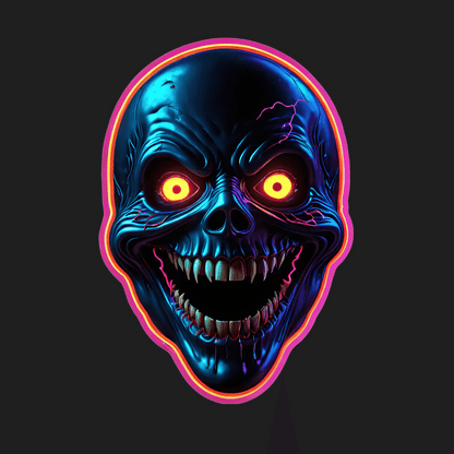Neon Skull Sticker - UV Reflective - Heat Press Transfer