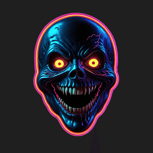 Neon Skull Sticker - UV Reflective - Heat Press Transfer
