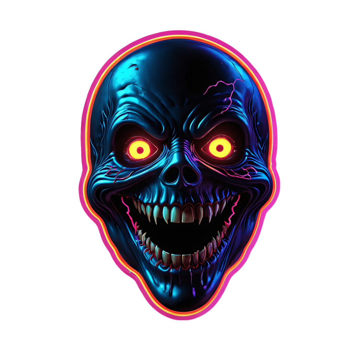 Neon Skull Sticker - UV Reflective - Heat Press Transfer