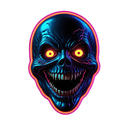Neon Skull Sticker - UV Reflective - Heat Press Transfer