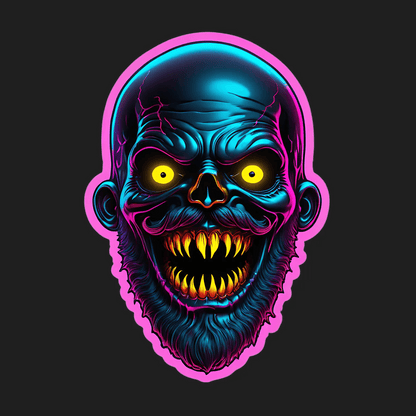 Neon Skull Sticker - Vibrant UV DTF Design - Heat Press Transfer