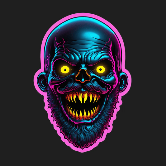 Neon Skull Sticker - Vibrant UV DTF Design - Heat Press Transfer