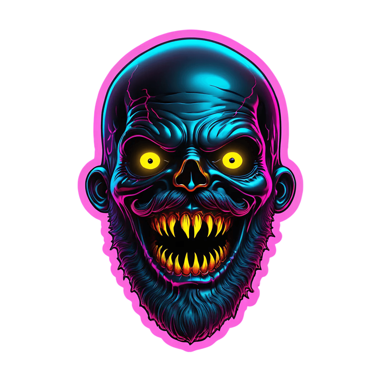 Neon Skull Sticker - Vibrant UV DTF Design - Heat Press Transfer