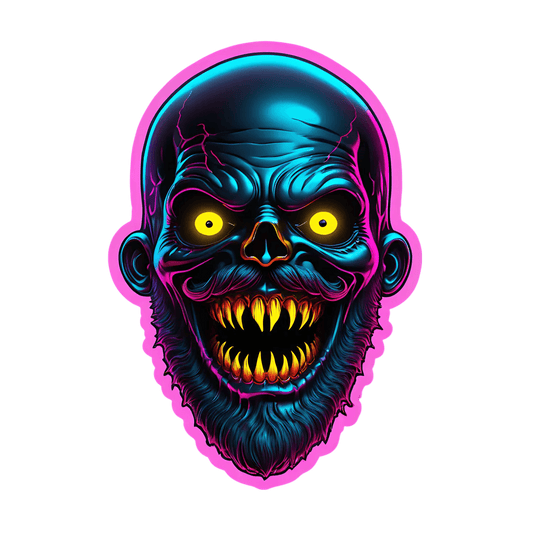 Neon Skull Sticker - Vibrant UV DTF Design - Heat Press Transfer